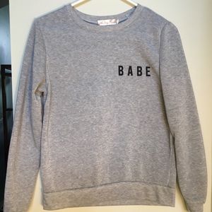 Gray sweatshirt from Romwe “BABE”